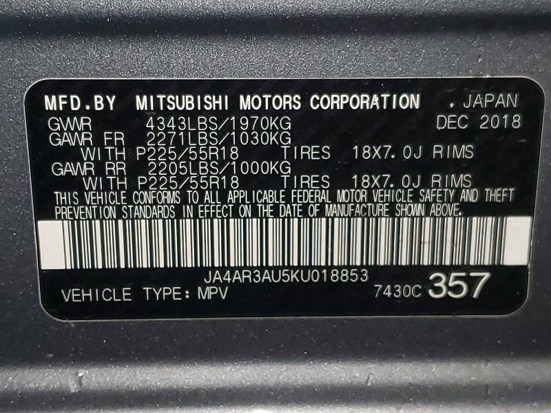 Aukcja sprzedaży 2019 Mitsubishi Outlander Sport, vin: JA4AR3AU5KU018853, numer aukcji: 79383055