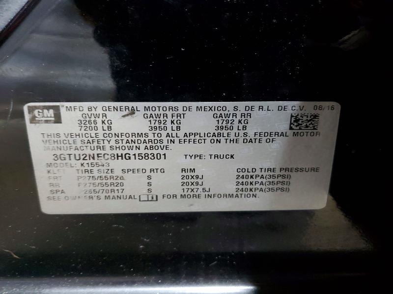 Aukcja sprzedaży 2017 Gmc Sierra, vin: 3GTU2NEC8HG158301, numer aukcji: 98076235