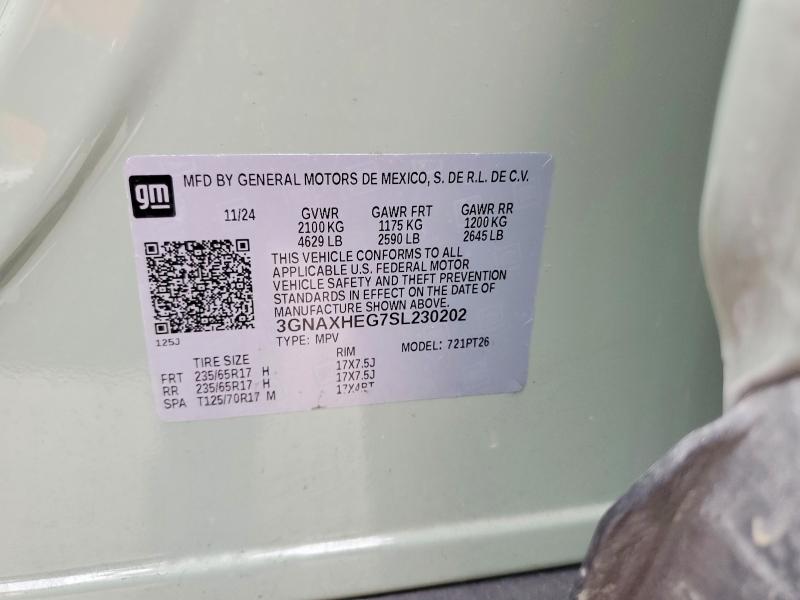 Продажа на аукционе авто 2025 Chevrolet Equinox, vin: 3GNAXHEG7SL230202, номер лота: 74208875
