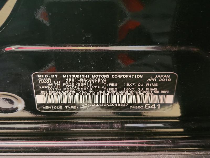 Продажа на аукционе авто 2019 Mitsubishi Outlander, vin: JA4AZ3A32KZ048337, номер лота: 73944585