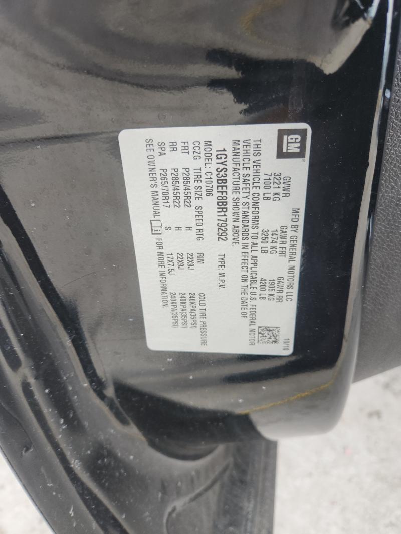 2011 Cadillac Escalade მანქანა იყიდება აუქციონზე, vin: 1GYS3BEF8BR179292, აუქციონის ნომერი: 75169665