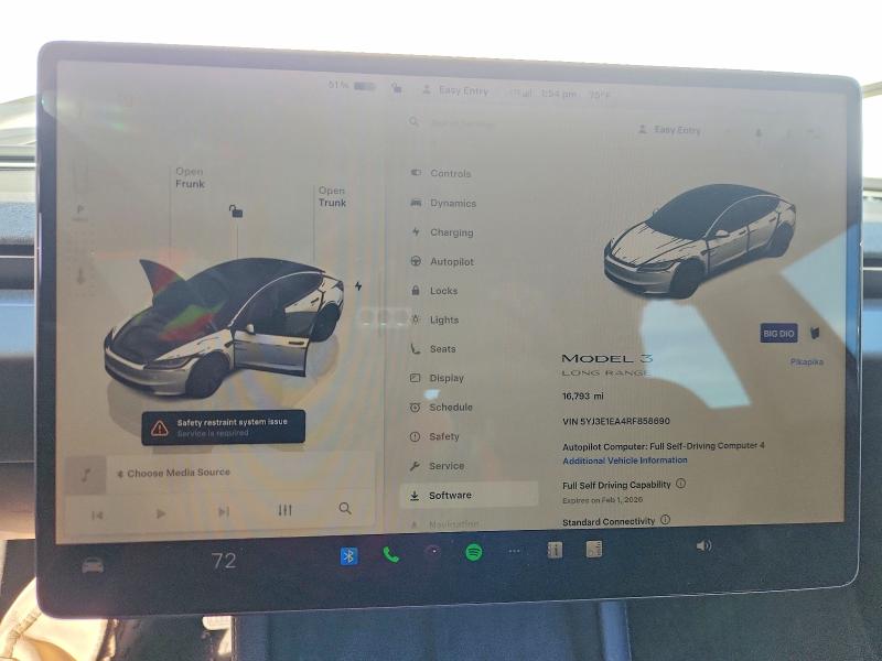 2024 Tesla Model 3 მანქანა იყიდება აუქციონზე, vin: 5YJ3E1EA4RF858690, აუქციონის ნომერი: 99721555