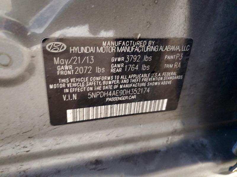74354865 :رقم المزاد ، 5NPDH4AE9DH352174 vin ، 2013 Hyundai Elantra مزاد بيع