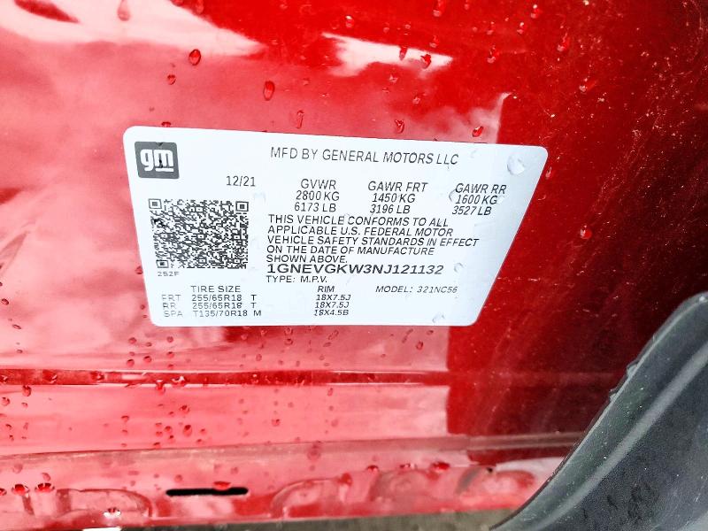 Продажа на аукционе авто 2022 Chevrolet Traverse, vin: 1GNEVGKW3NJ121132, номер лота: 73410175