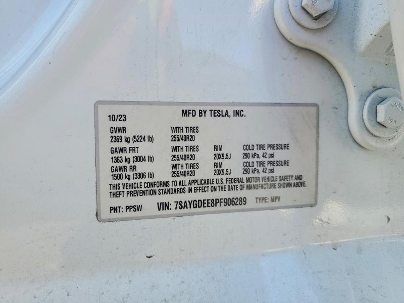 Aukcja sprzedaży 2023 Tesla Model Y, vin: 7SAYGDEE8PF906289, numer aukcji: 74503305