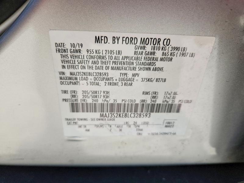Aukcja sprzedaży 2020 Ford Ecosport, vin: MAJ3S2KE8LC328593, numer aukcji: 49504256