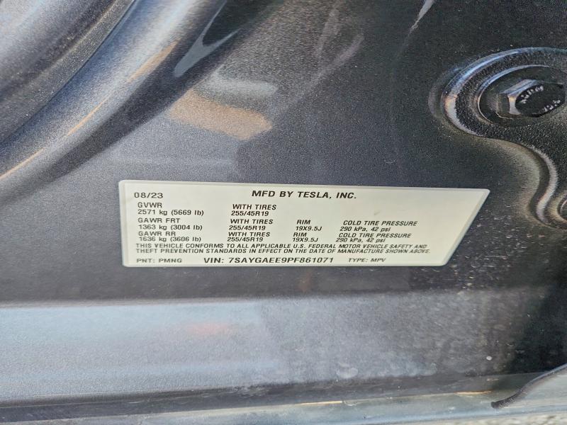 Продажа на аукционе авто 2023 Tesla Model Y, vin: 7SAYGAEE9PF861071, номер лота: 75201305