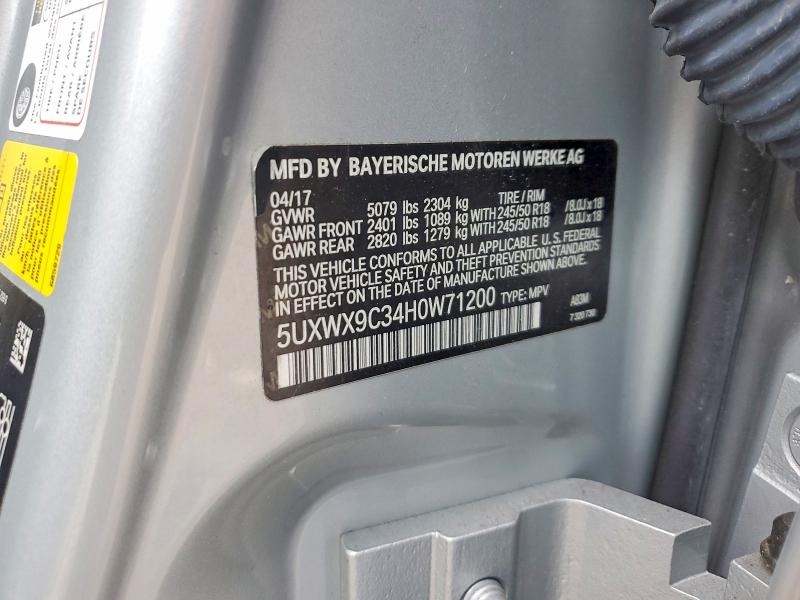 98433295 :رقم المزاد ، 5UXWX9C34H0W71200 vin ، 2017 Bmw X3 مزاد بيع