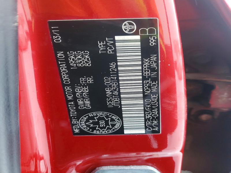 Aukcja sprzedaży 2011 Toyota Yaris, vin: JTDBT4K39B1411246, numer aukcji: 74856405