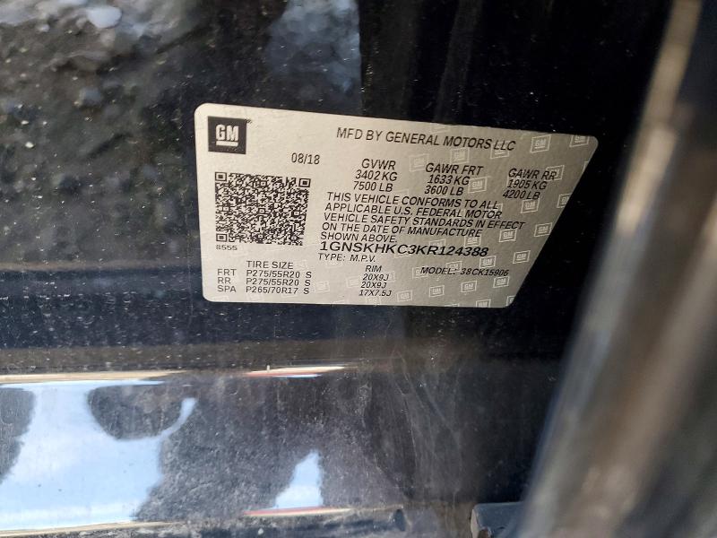 Aukcja sprzedaży 2019 Chevrolet Suburban, vin: 1GNSKHKC3KR124388, numer aukcji: 74670035