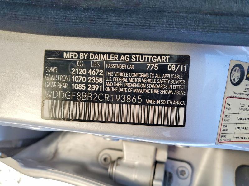 Продаж на аукціоні авто 2012 Mercedes-benz C, vin: WDDGF8BB2CR193865, номер лоту: 73512955