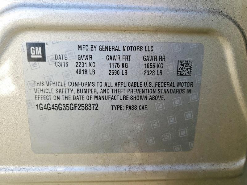 Продажа на аукционе авто 2016 Buick Lacrosse, vin: 1G4G45G35GF258372, номер лота: 73502305