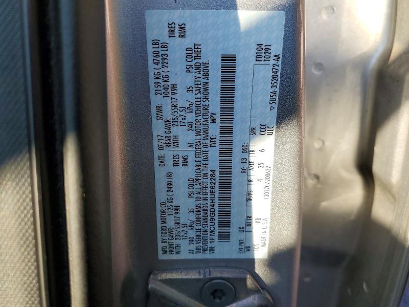 Продажа на аукционе авто 2017 Ford Escape, vin: 1FMCU9GD4HUE62284, номер лота: 72174785