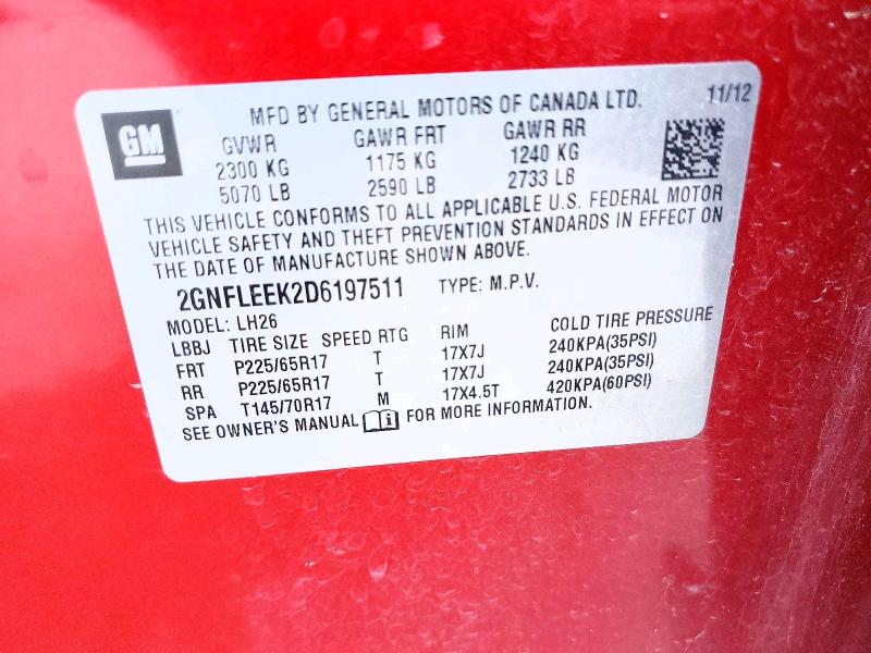 2013 Chevrolet Equinox მანქანა იყიდება აუქციონზე, vin: 2GNFLEEK2D6197511, აუქციონის ნომერი: 74123605