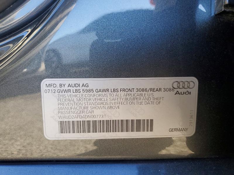 Продажа на аукционе авто 2013 Audi S8 Quattro, vin: WAUD2AFD4DN007731, номер лота: 73508685