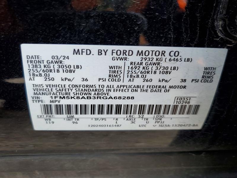 Продаж на аукціоні авто 2024 Ford Explorer P, vin: 1FM5K8AB3RGA68288, номер лоту: 74384265