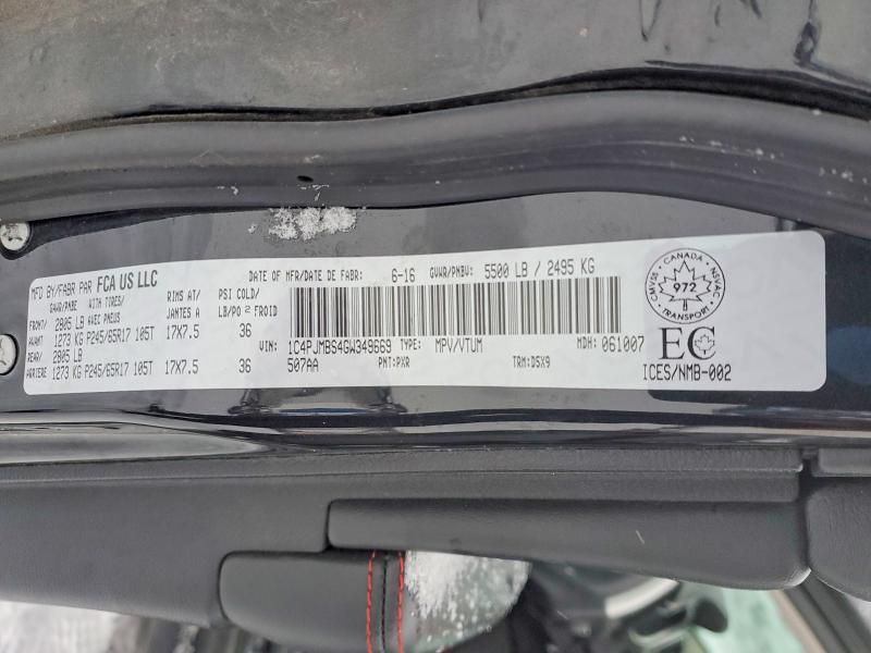Продажа на аукционе авто 2016 Jeep Cherokeee, vin: 1C4PJMBS4GW349669, номер лота: 73856555