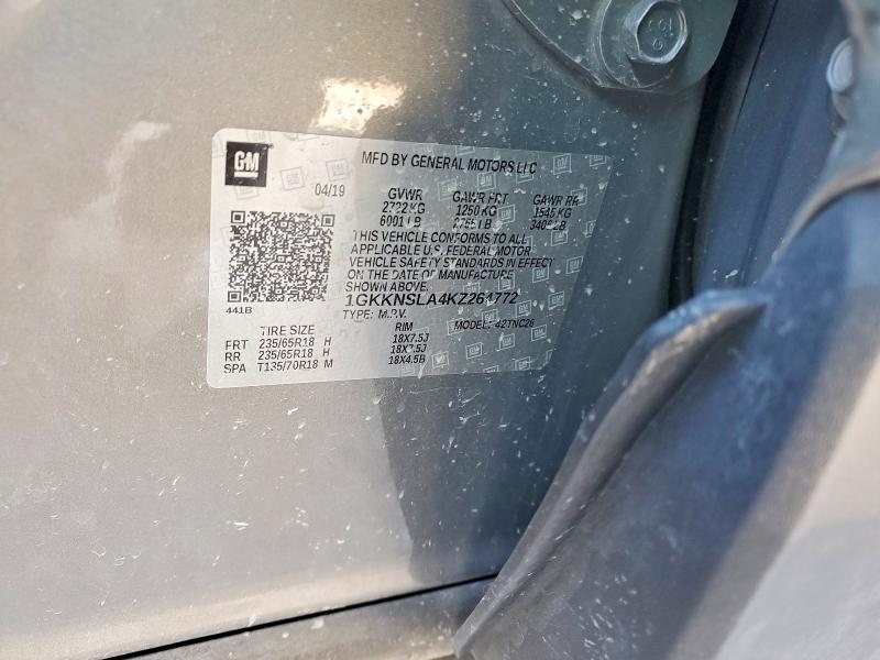 Продаж на аукціоні авто 2019 Gmc Acadia, vin: 1GKKNSLA4KZ264772, номер лоту: 73490305