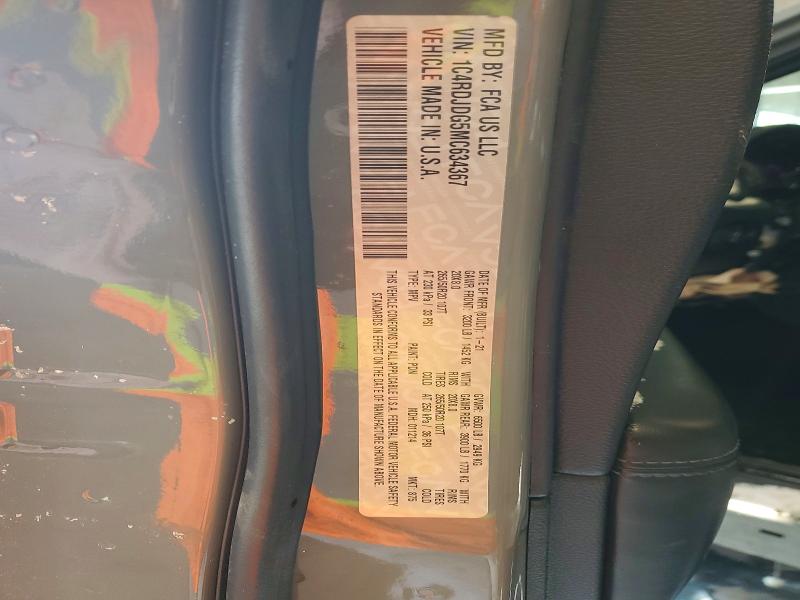 Aukcja sprzedaży 2021 Dodge Durango, vin: 1C4RDJDG5MC634367, numer aukcji: 74121275