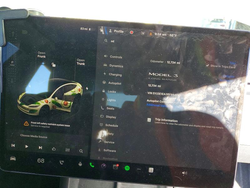 Auction sale of the 2024 Tesla Model 3, vin: 5YJ3E1EA3RF854842, lot number: 75395605