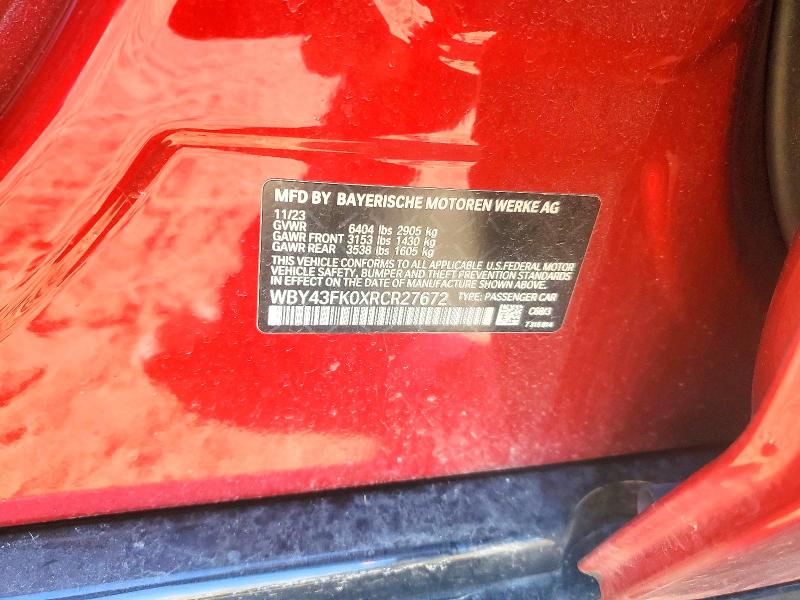 Продажа на аукционе авто 2024 Bmw I5, vin: WBY43FK0XRCR27672, номер лота: 99903095