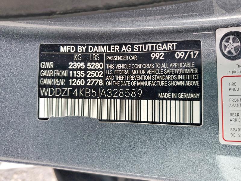 2018 Mercedes-benz E მანქანა იყიდება აუქციონზე, vin: WDDZF4KB5JA328589, აუქციონის ნომერი: 98633835