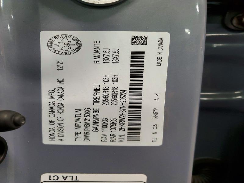 Aukcja sprzedaży 2022 Honda Cr-v, vin: 2HKRW2H87NH205224, numer aukcji: 98044435