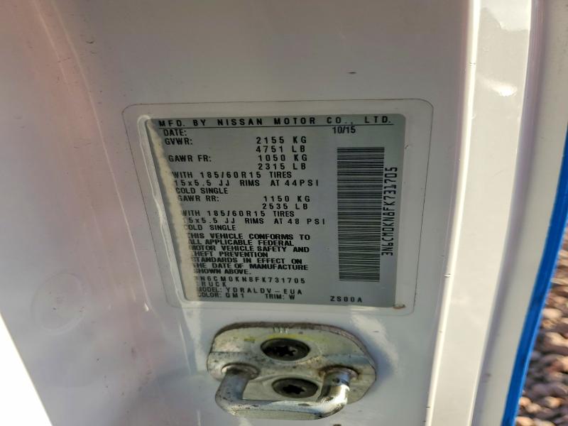 72216325 :رقم المزاد ، 3N6CM0KN8FK731705 vin ، 2015 Nissan Nv200 مزاد بيع