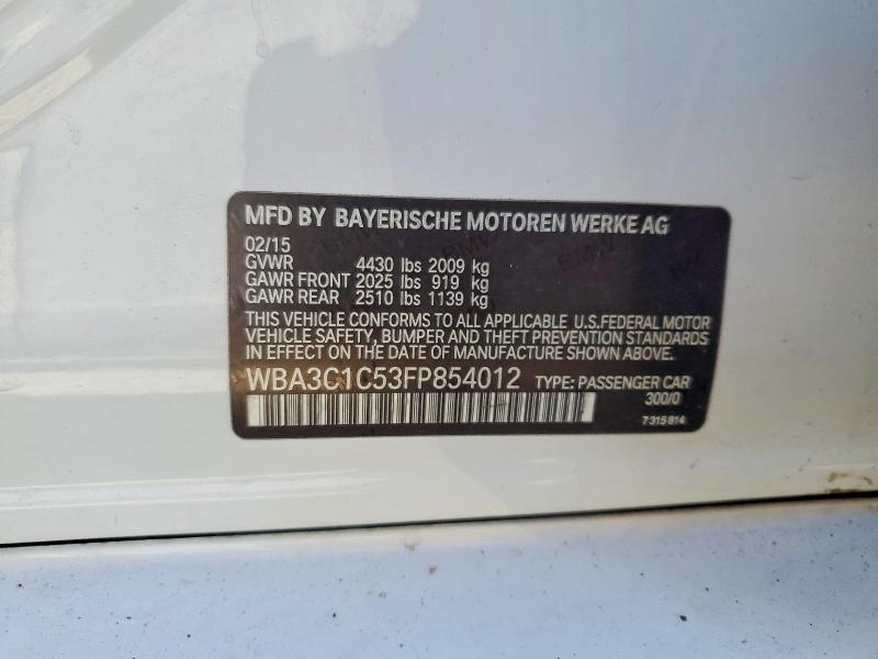 2015 Bmw 328 I Sule მანქანა იყიდება აუქციონზე, vin: WBA3C1C53FP854012, აუქციონის ნომერი: 75099105
