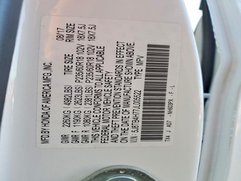 Aukcja sprzedaży 2018 Acura Rdx, vin: 5J8TB4H77JL005522, numer aukcji: 72408065