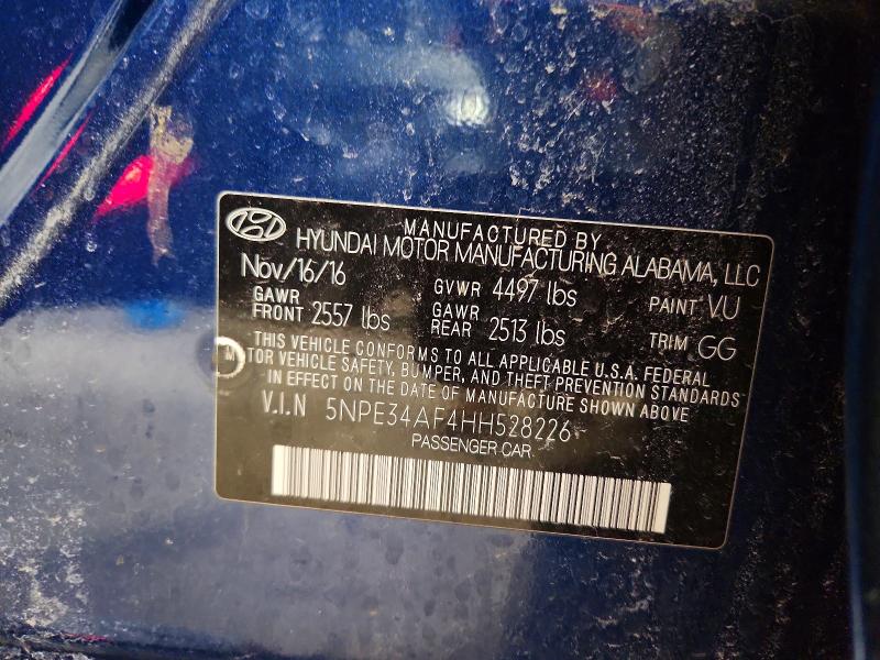 Aukcja sprzedaży 2017 Hyundai Sonata, vin: 5NPE34AF4HH528226, numer aukcji: 98063885