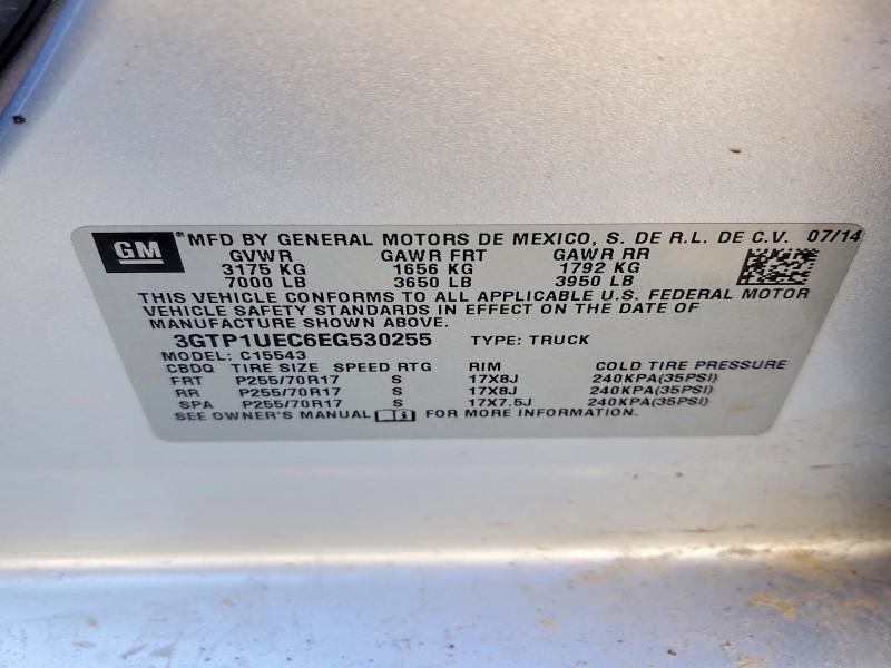 Aukcja sprzedaży 2014 Gmc Sierra, vin: 3GTP1UEC6EG530255, numer aukcji: 72318815