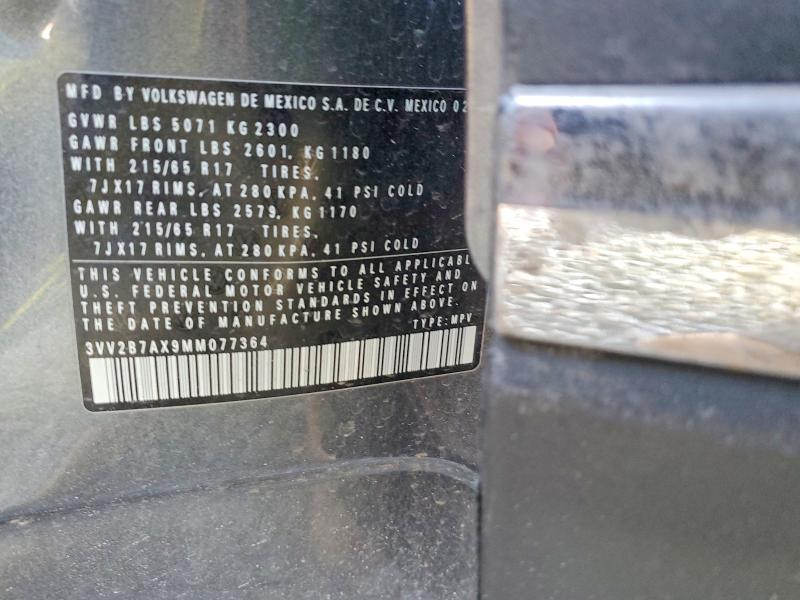 72724085 :رقم المزاد ، 3VV2B7AX9MM077364 vin ، 2021 Volkswagen Tiguan مزاد بيع