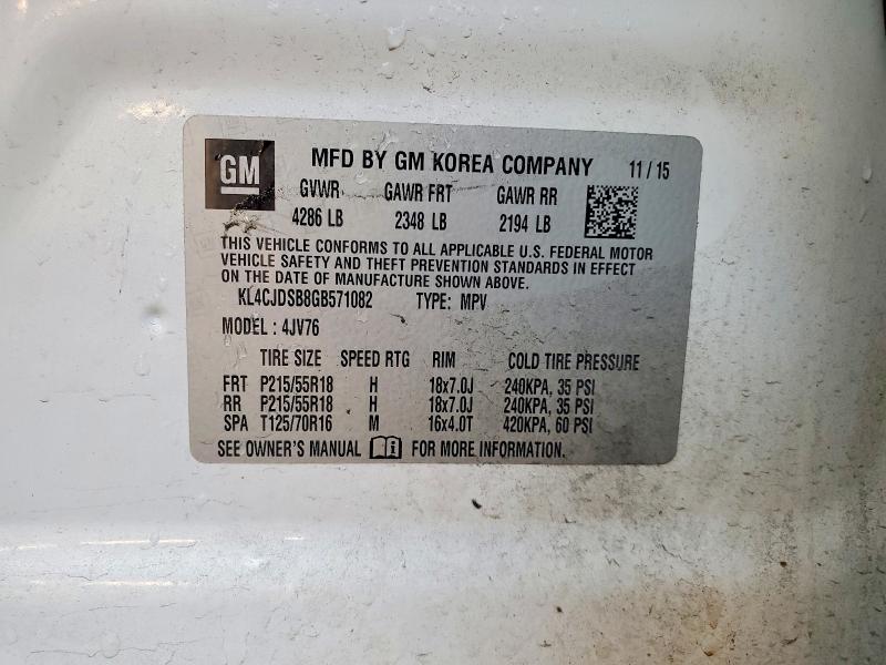 98219855 :رقم المزاد ، KL4CJDSB8GB571082 vin ، 2016 Buick Encore مزاد بيع