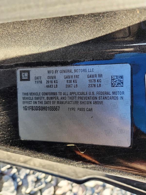 99499145 :رقم المزاد ، 1G1FB3DS0H0165567 vin ، 2017 Chevrolet Camaro مزاد بيع