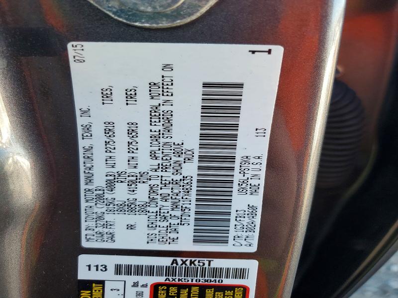 Продажа на аукционе авто 2015 Toyota Tundra, vin: 5TFDY5F11FX483635, номер лота: 72201205