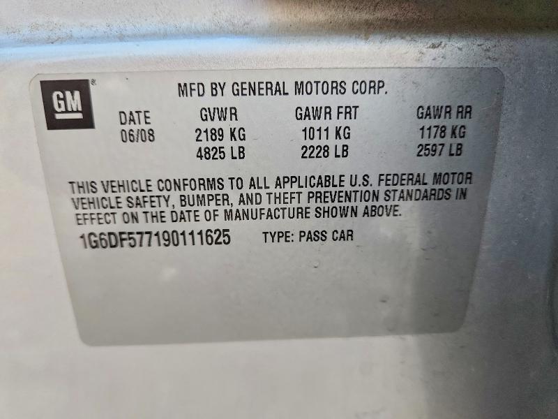 99794875 :رقم المزاد ، 1G6DF577190111625 vin ، 2009 Cadillac Cts مزاد بيع