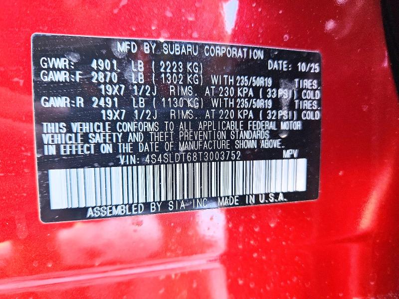 2026 Subaru Forester მანქანა იყიდება აუქციონზე, vin: 4S4SLDT68T3003752, აუქციონის ნომერი: 99014335