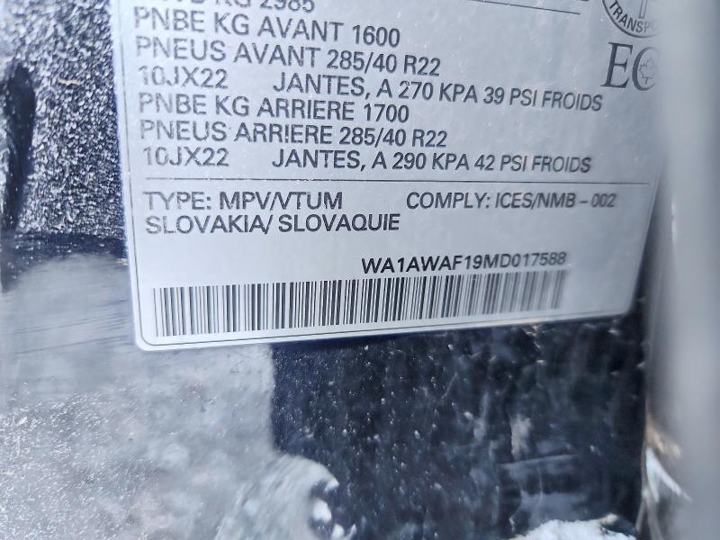 Aukcja sprzedaży 2021 Audi Sq8, vin: WA1AWAF19MD017588, numer aukcji: 74348325