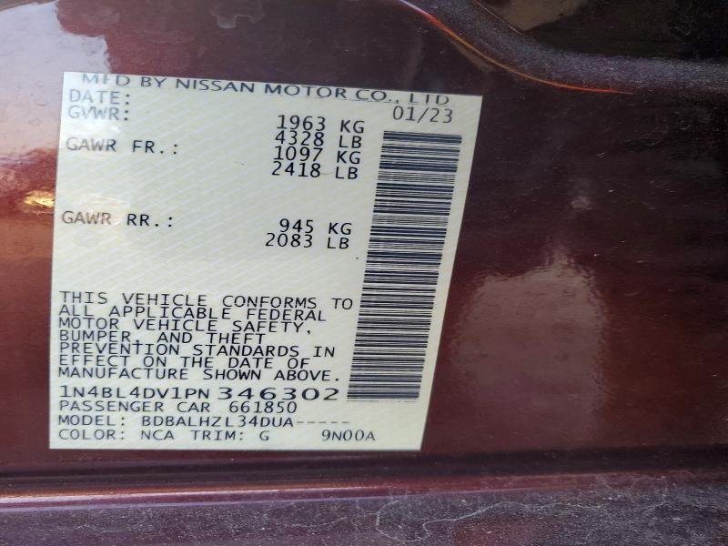 Продажа на аукционе авто 2023 Nissan Altima, vin: 1N4BL4DV1PN346302, номер лота: 99303875