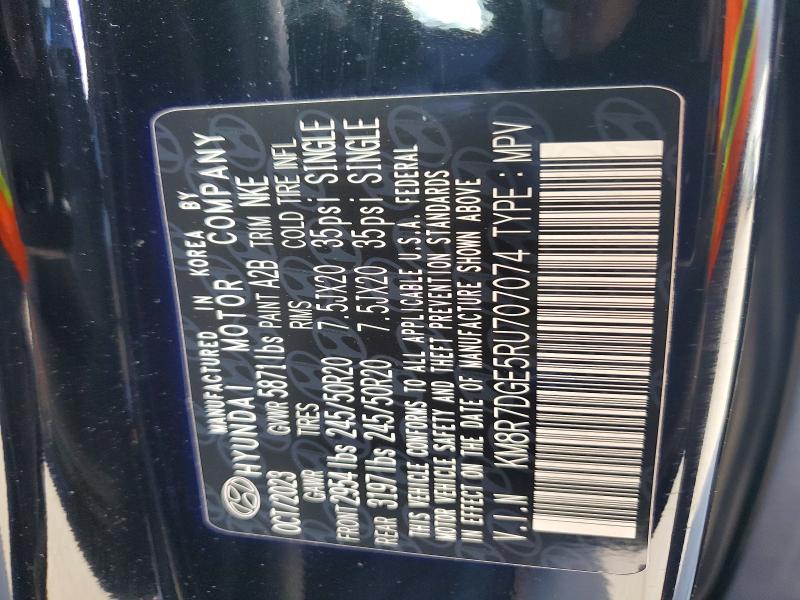 99580895 :رقم المزاد ، KM8R7DGE5RU707074 vin ، 2024 Hyundai Palisade مزاد بيع