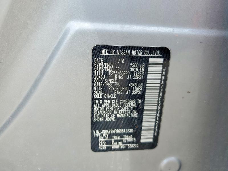Aukcja sprzedaży 2016 Infiniti Qx80, vin: JN8AZ2NF5G9612238, numer aukcji: 72374325