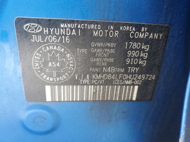 Продаж на аукціоні авто 2017 Hyundai Elantra, vin: KMHD84LF0HU249724, номер лоту: 98580175