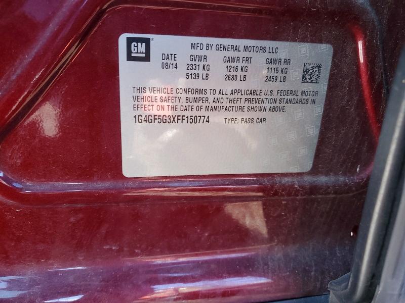 Продажа на аукционе авто 2015 Buick Lacrosse, vin: 1G4GF5G3XFF150774, номер лота: 73016635