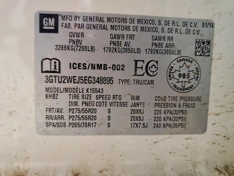 2014 Gmc Sierra მანქანა იყიდება აუქციონზე, vin: 3GTU2WEJ5EG348895, აუქციონის ნომერი: 99113575