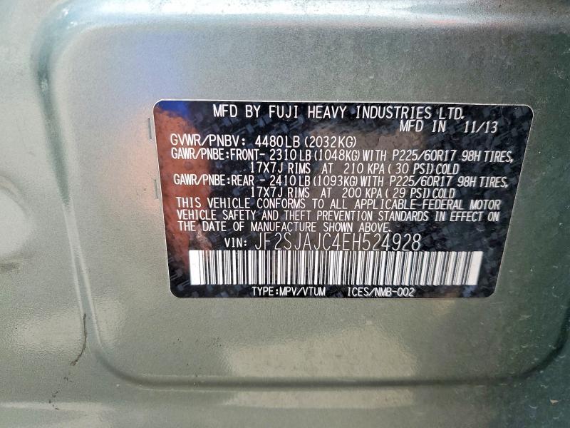 Aukcja sprzedaży 2014 Subaru Forester 2, vin: JF2SJAJC4EH524928, numer aukcji: 75312895