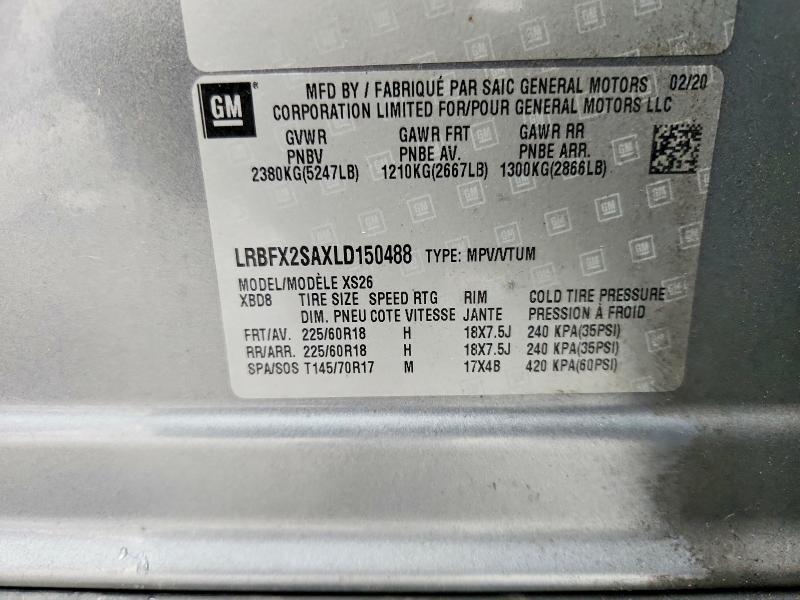Продаж на аукціоні авто 2020 Buick Envision E, vin: LRBFX2SAXLD150488, номер лоту: 72983225