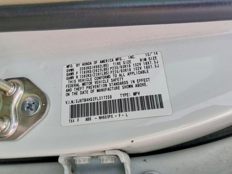Продажа на аукционе авто 2015 Acura Rdx Techno, vin: 5J8TB4H52FL017258, номер лота: 73915955