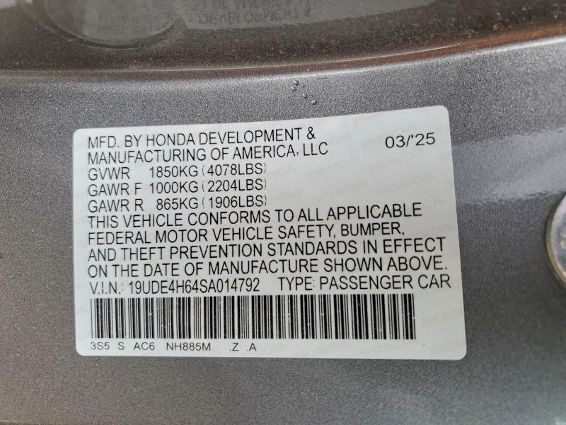 2025 Acura Integra მანქანა იყიდება აუქციონზე, vin: 19UDE4H64SA014792, აუქციონის ნომერი: 99139185