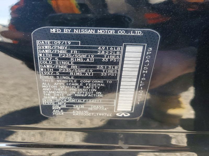 2020 Infiniti Qx50 მანქანა იყიდება აუქციონზე, vin: 3PCAJ5M16LF104211, აუქციონის ნომერი: 75266755